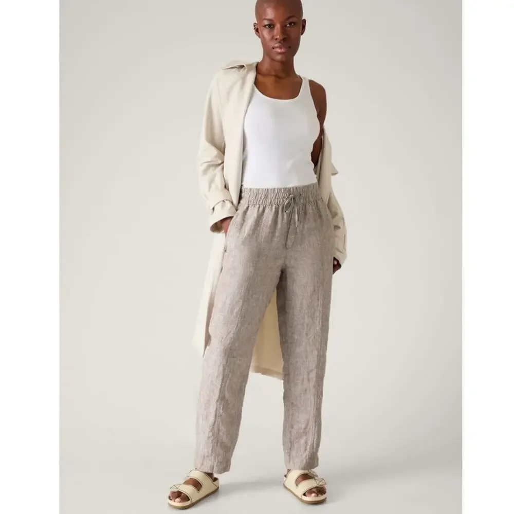 Athleta Retreat Linen Ankle Pant size M pyrite brown - Picture 1 of 8